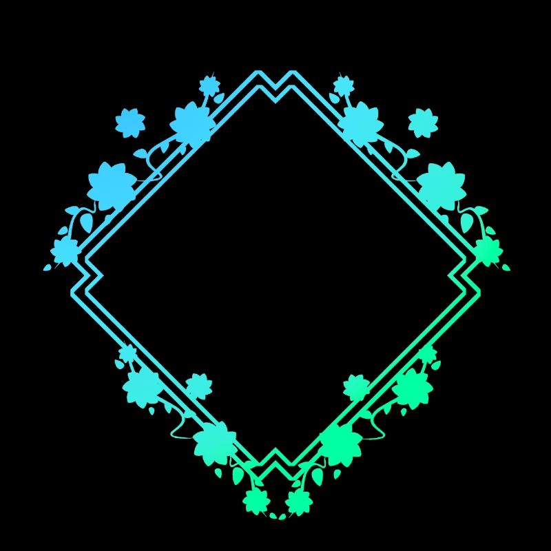 Floral Pattern Frame with Strokes Lines