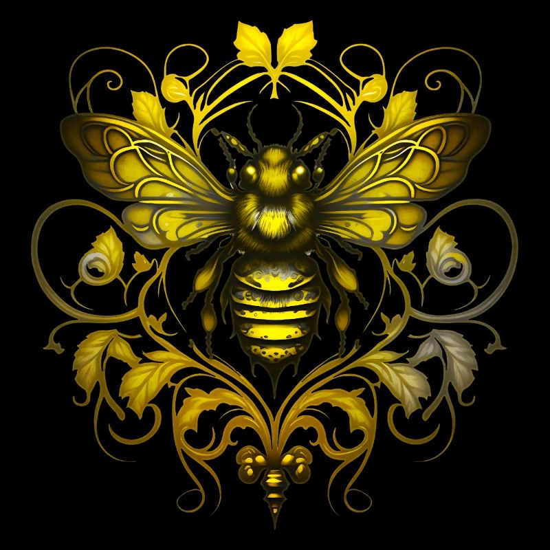 Bee, Bumblebee, Insect, Floral, Pattern, Ornaments