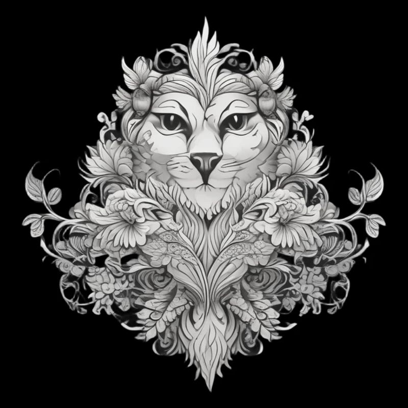 lion in floral patterns