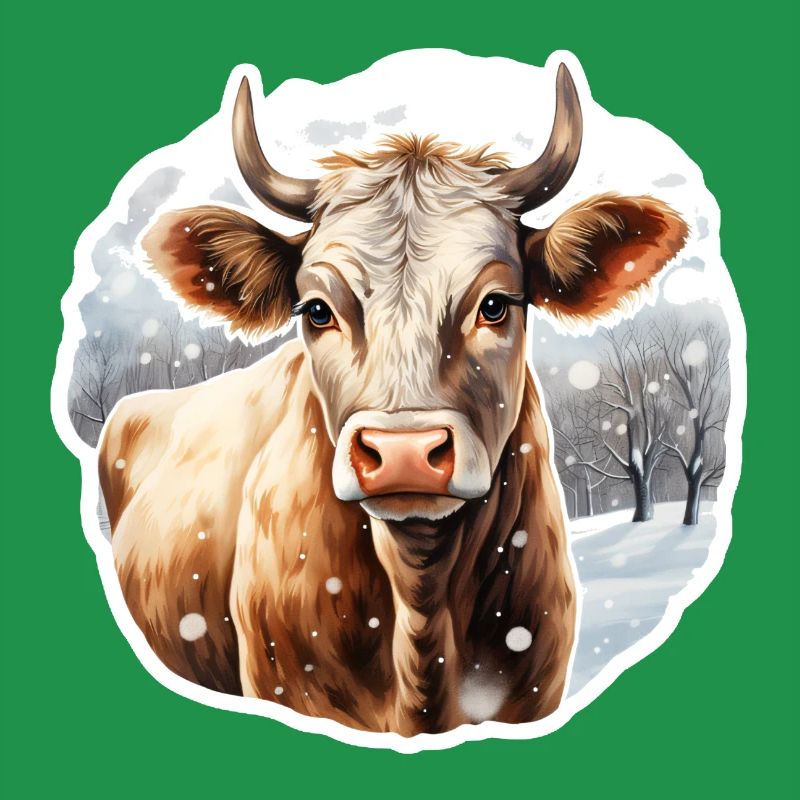 Vache dans le paysage d’hiver