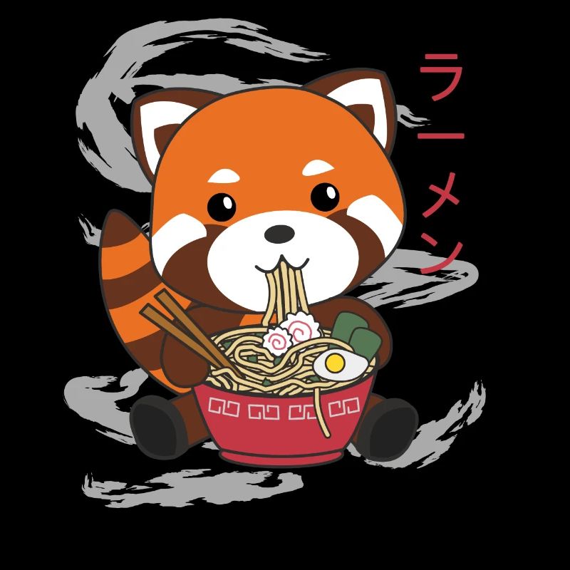 Powered by Ramen sweet red panda eats ramen