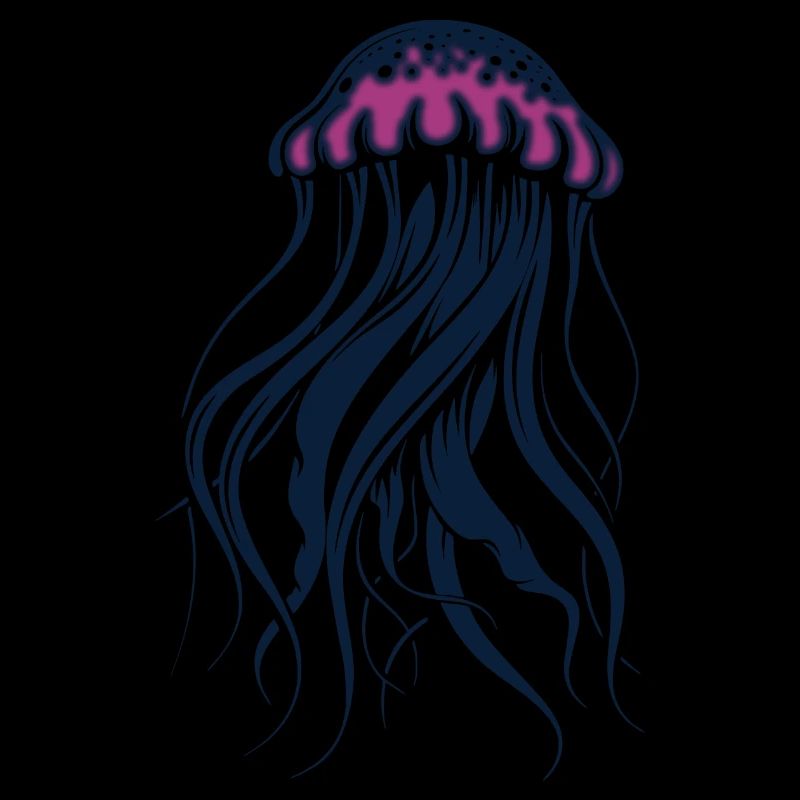 Float and glow, jellyfish with tentacles