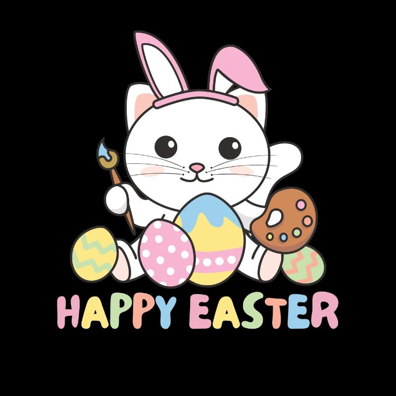 happy easter süßes Katze Ostern mit Ostereiern