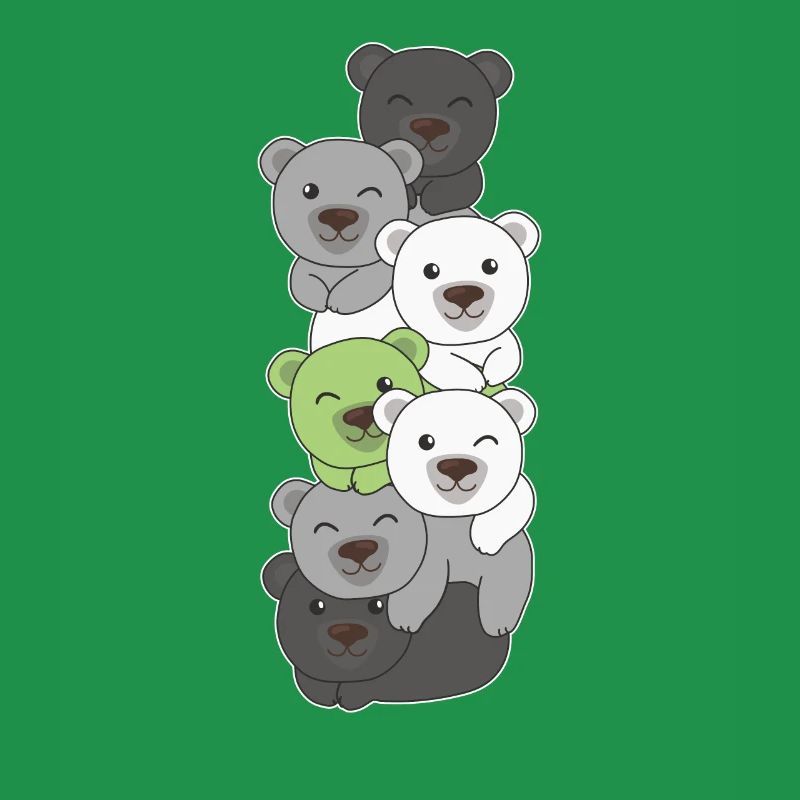 Agender Flag Pride LGBTQ Cute Bear Stack
