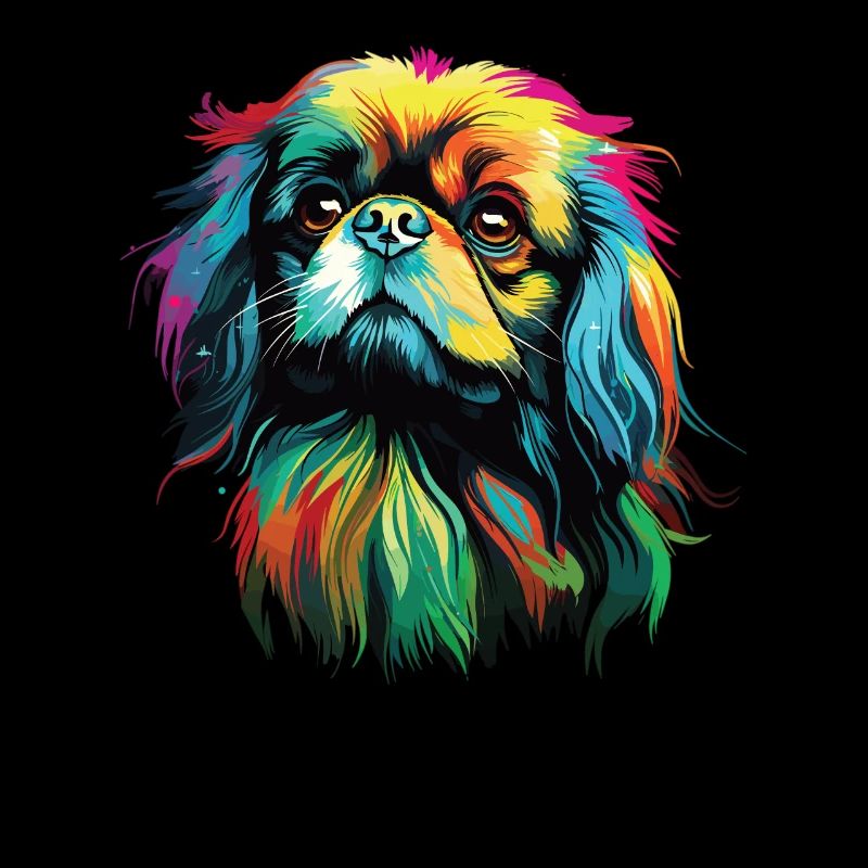 Wasserfarben Farbenfroher Pekingese