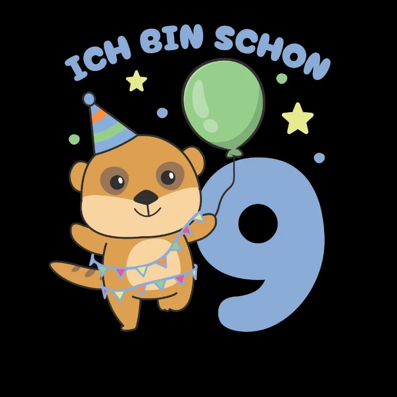 Ich bin schon 9 Erdmännchen Geburtstags Kinder