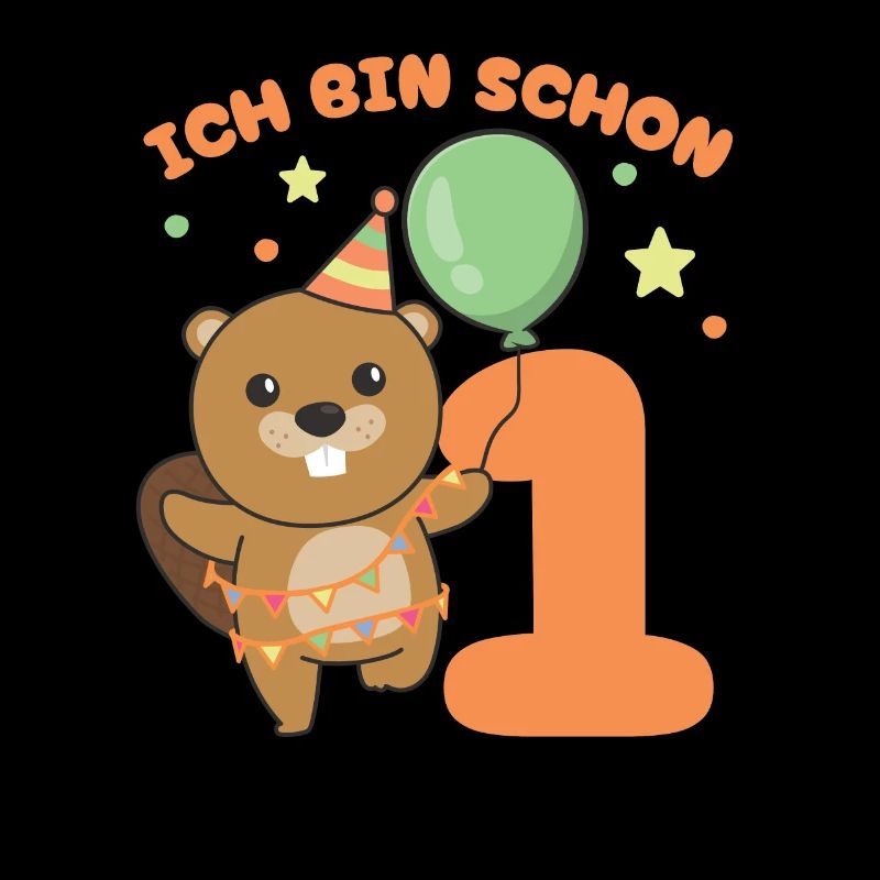 Ich bin schon 1 Biber Geburtstags Kinder