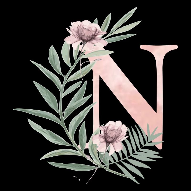 Buchstabe N mit Blumen