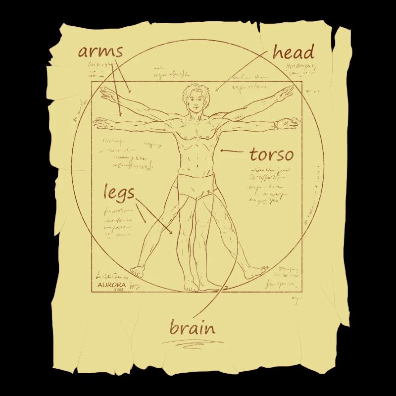 Da Vinci's "Vitruvian man" und das Hirn vom Mann