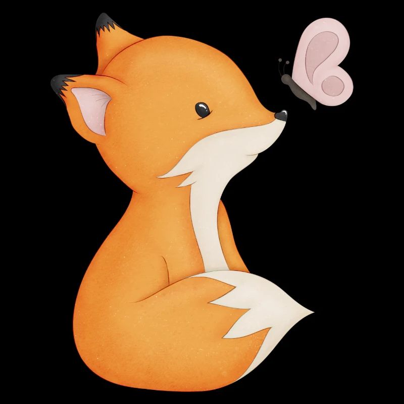 renard mignon avec papillon
