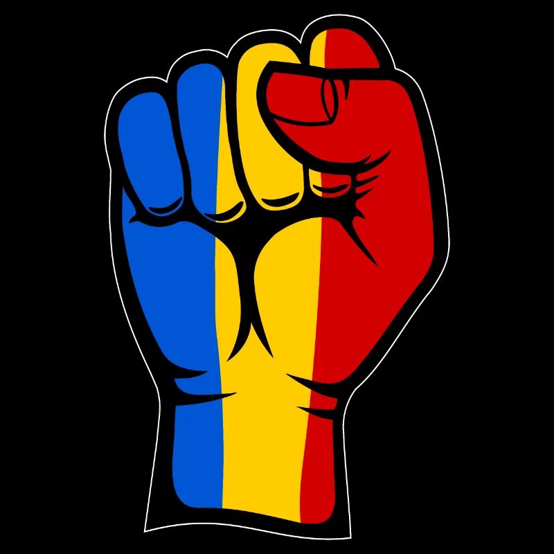 Symbole de la main du poing du drapeau de la Roumanie