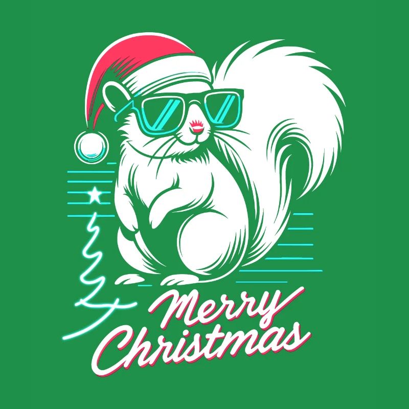 Neon Christmas Squirrel: 90s Style
