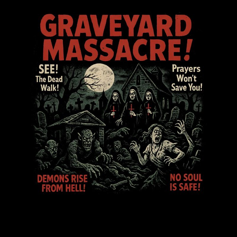 Graveyard Massacre Movie Poster Vintage Halloween