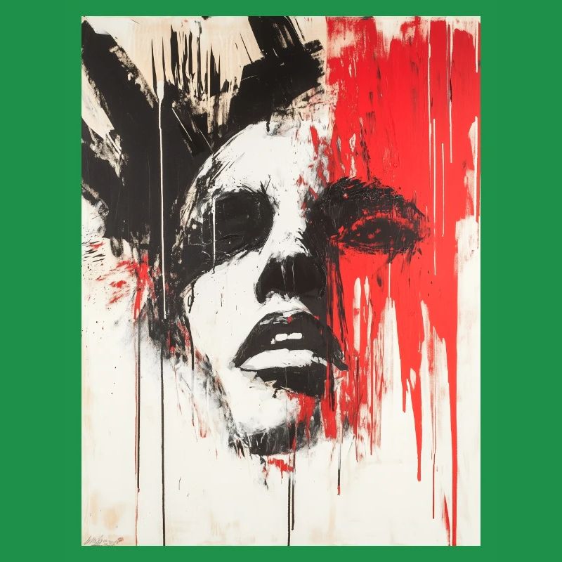 Abstraktes Gesicht Stencil Graffiti Schwarz Rot