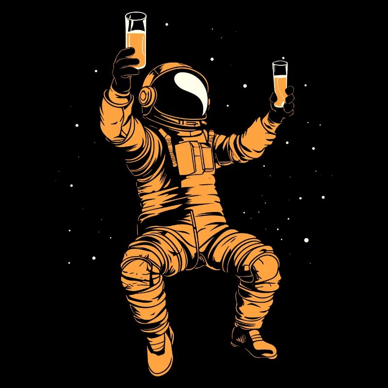 Astronaut im Weltall mit Bier