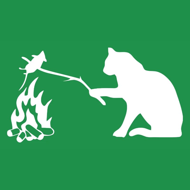 Silent Observer Cat by Campfire