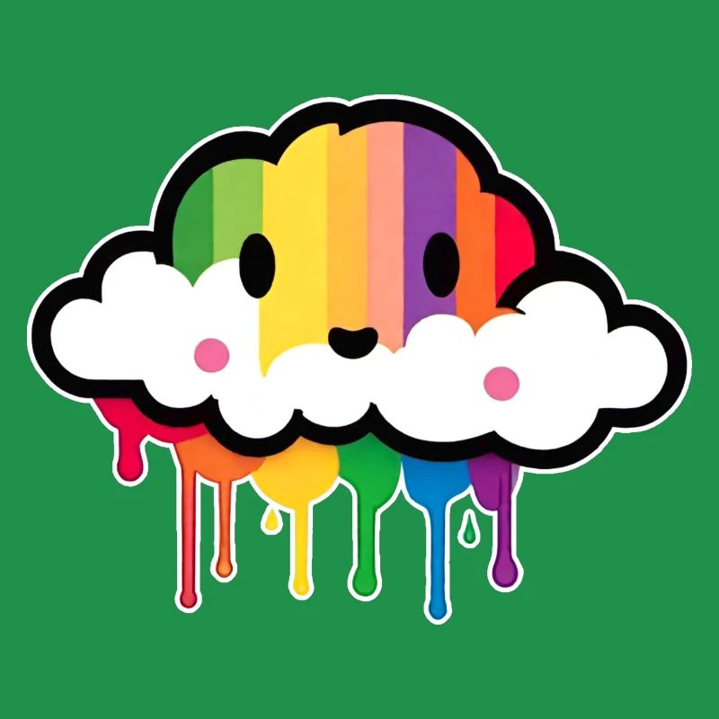 Cute Cloud Raining Rainbow Colors