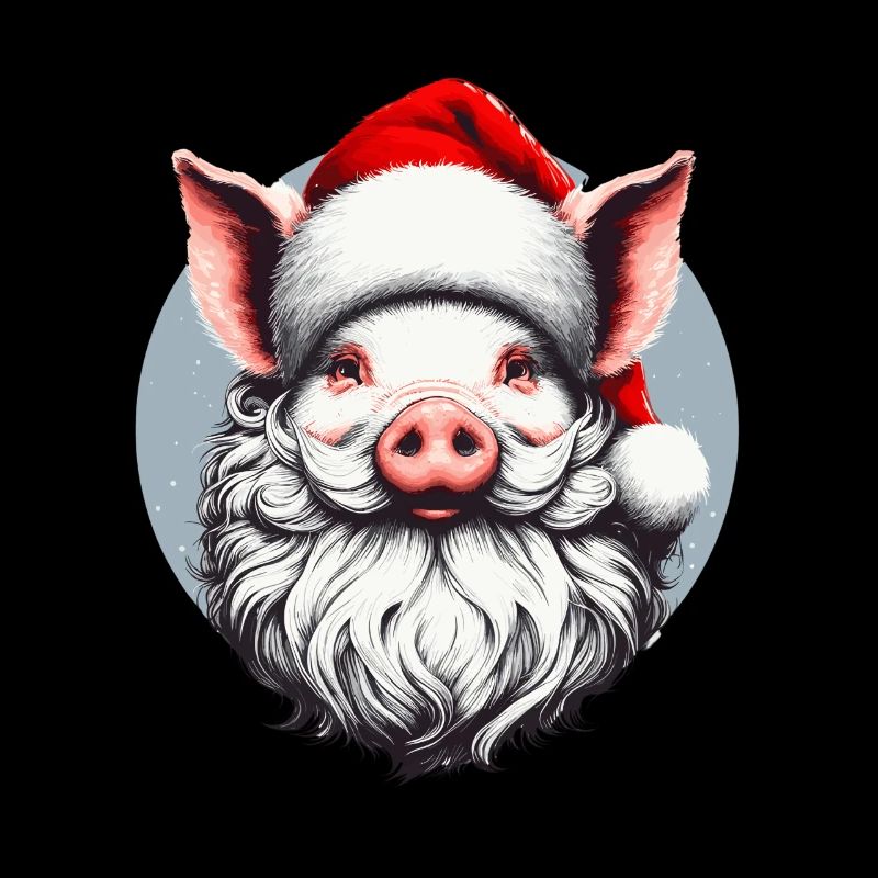 Weihnachtspullover-Design: Schwein als Weihnachtsmann - Weihnachten