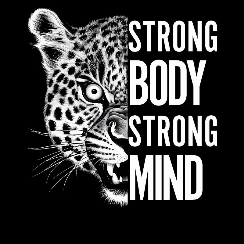 Strong Body Strong Mind Motivational Leopard