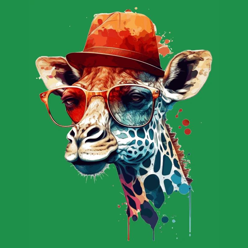 Giraffe als intelligentes Säugetier mit Brille