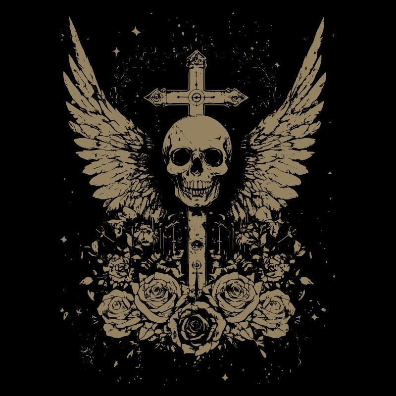 Crâne gothique Grunge Croix