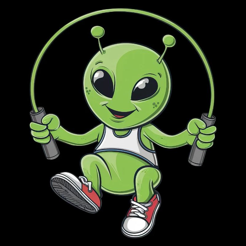 Alien with skipping rope