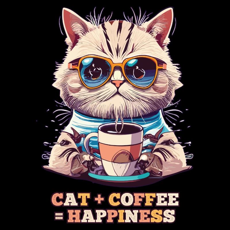Cat Plus Coffee is Happiness