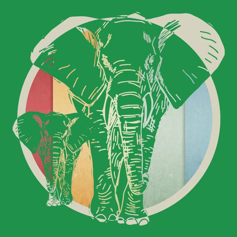 Bunter retro Elefant