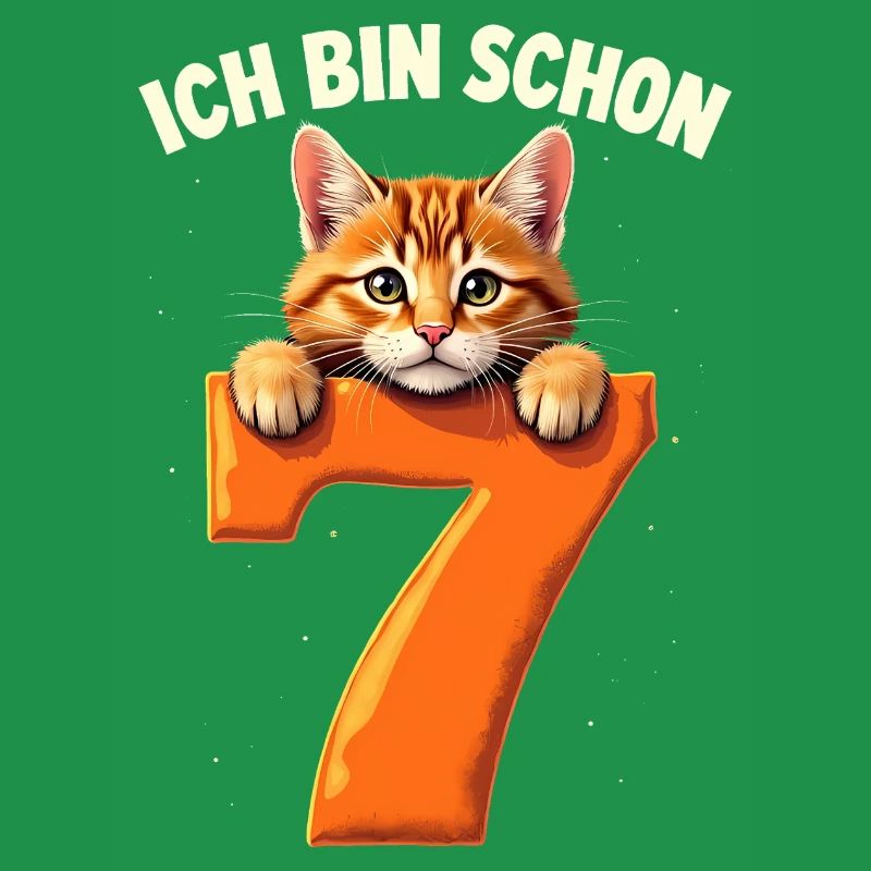 7. Geburtstag Mädchen Junge Katze Ich Bin Schon