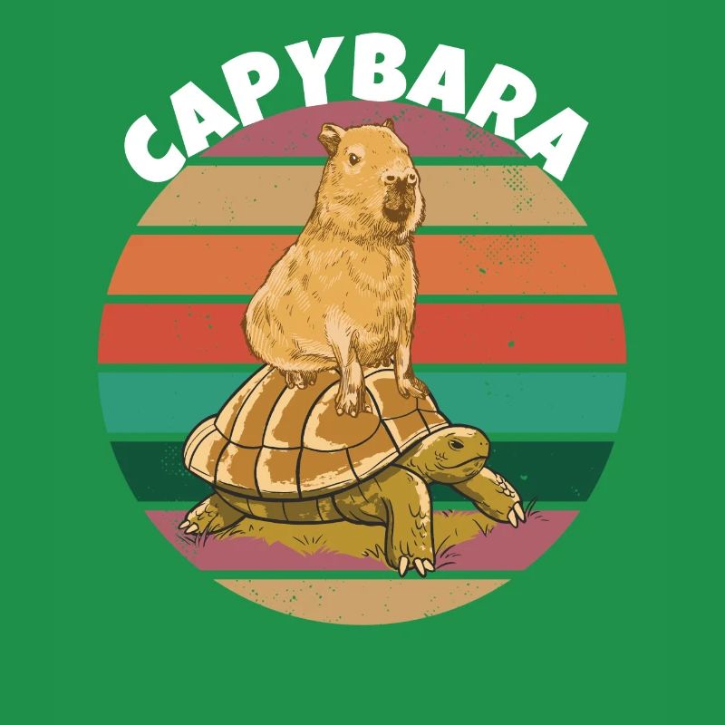 Capybara reitet eine Schildkröte