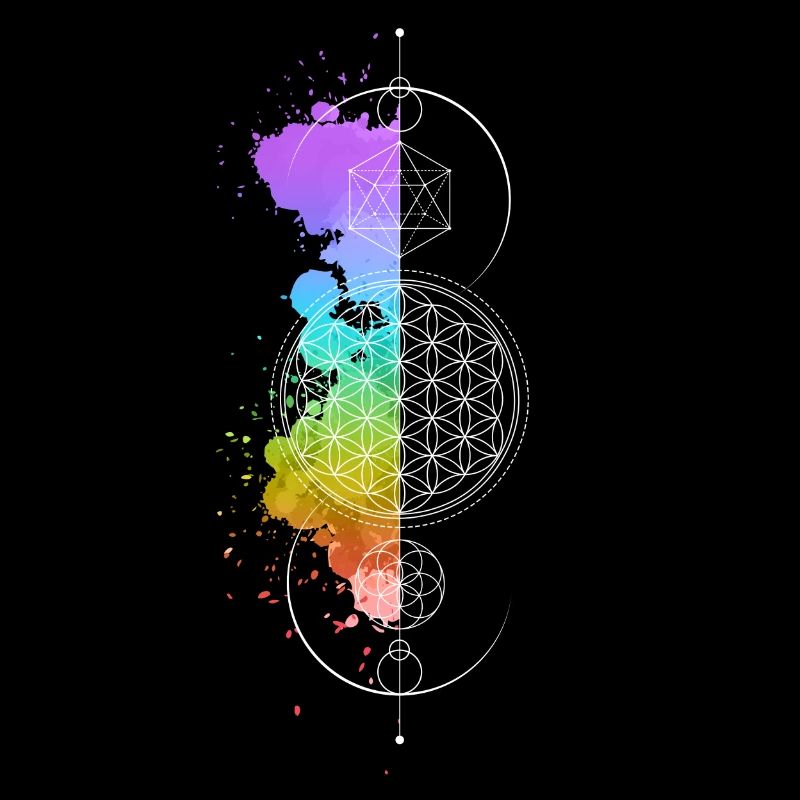 Géométrie Sacrée, Fleur De Vie, Coloré, Élément