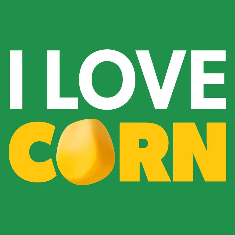 « I Love Corn » blanc et jaune avec grain de maïs