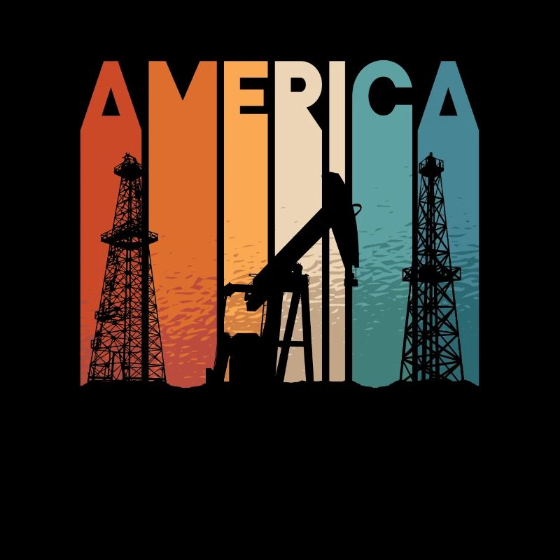 Ölfeld-Arbeiter Amerika Retro-Ölplattform-Arbeiter