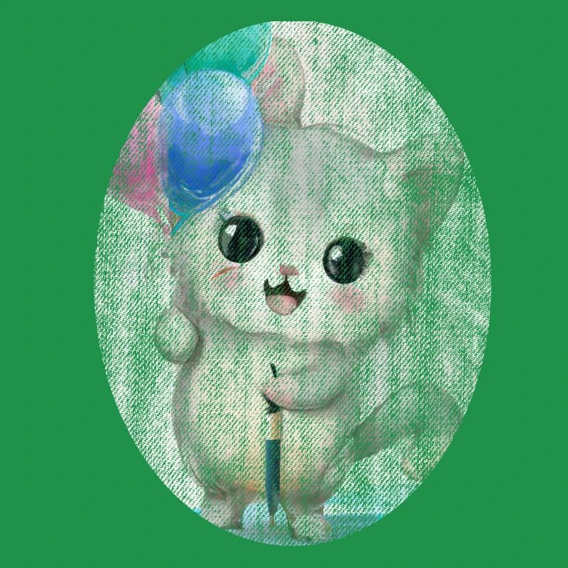 Kätzchen Katze mit Luftballon Gemälde