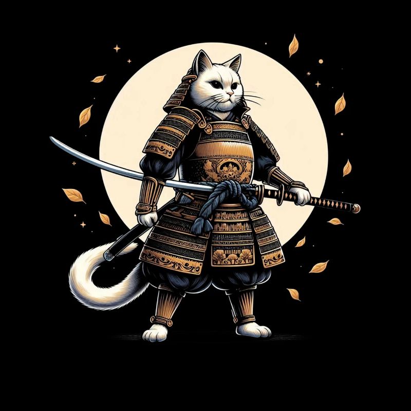 Japonais Samouraï Cat Warrior Retro Ninja