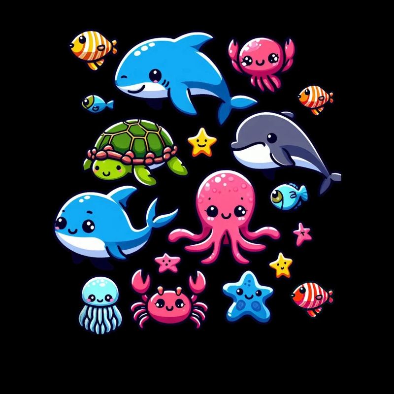 Créatures marines colorées pour les enfants Créatures marines