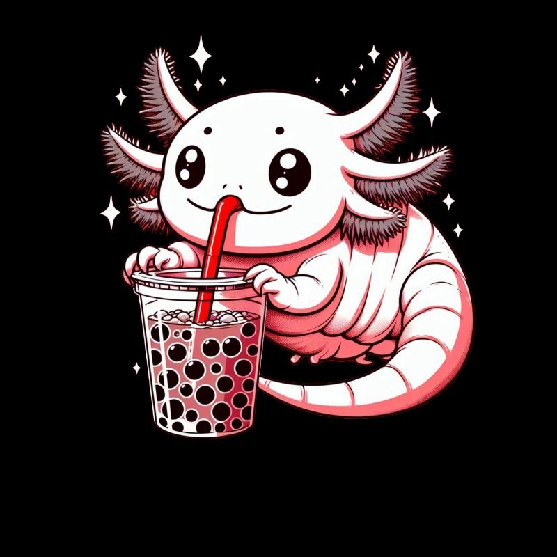 Axolotl Boba Tea Drinking Otaku Anime Lover