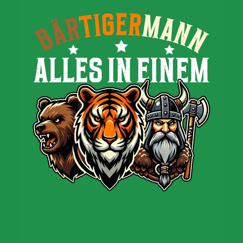 BEARDED MAN Viking Beard Man Tiger Funny