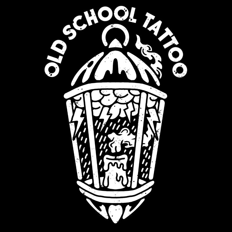 Old school tattoo rain cloud in lantern