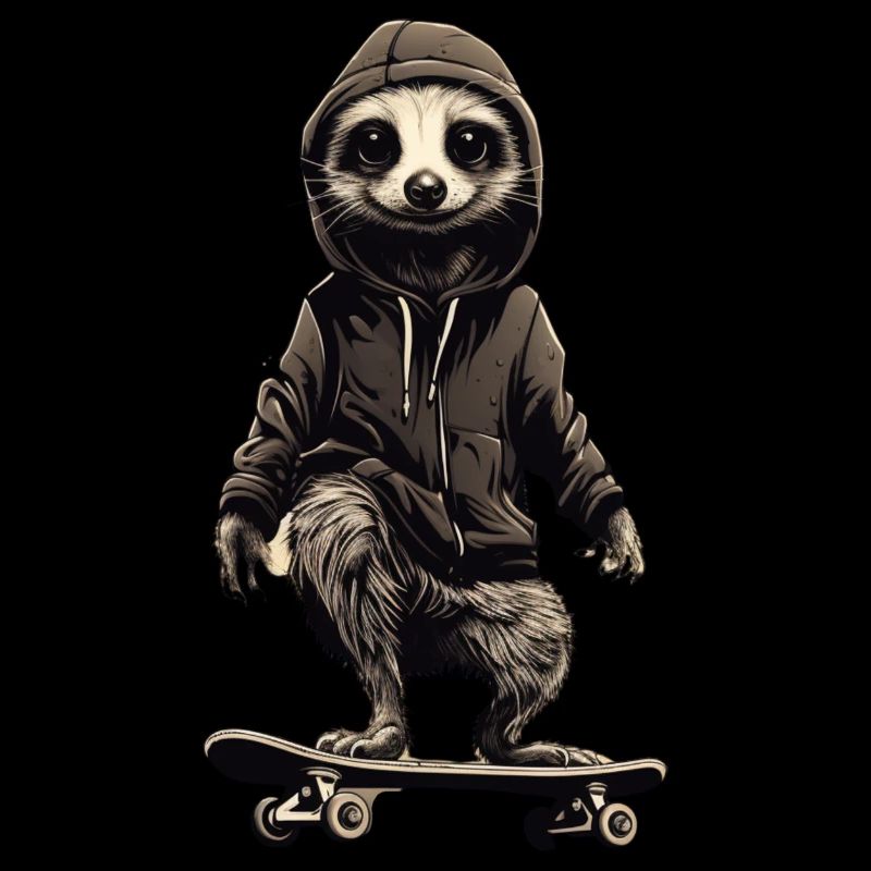 Cooles Erdmännchen auf Skateboard