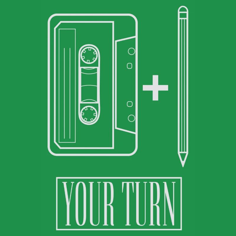 Retro Kassette plus Stift in weiß