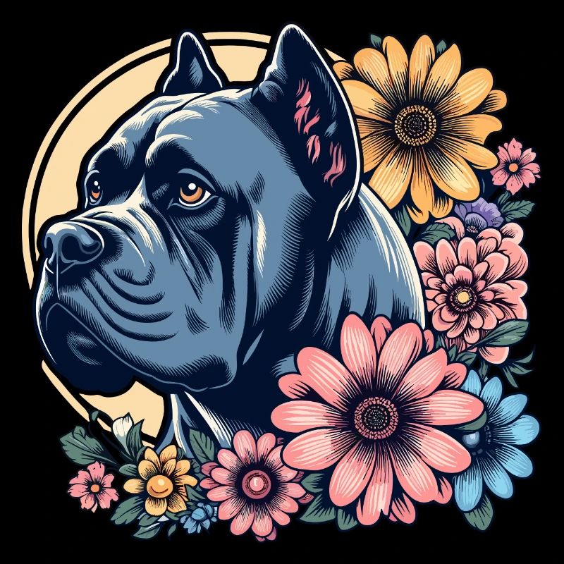 Cane Corso Retro Pastel Fleurs