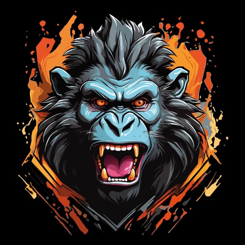 angry baboon with long teeth