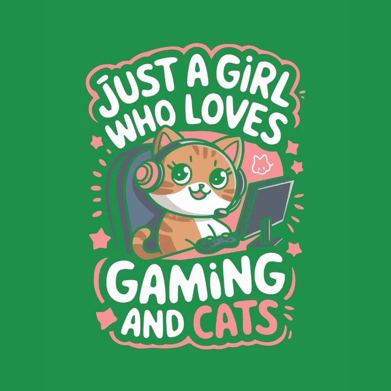 Gaming Computer Konsole Mädchen Katze