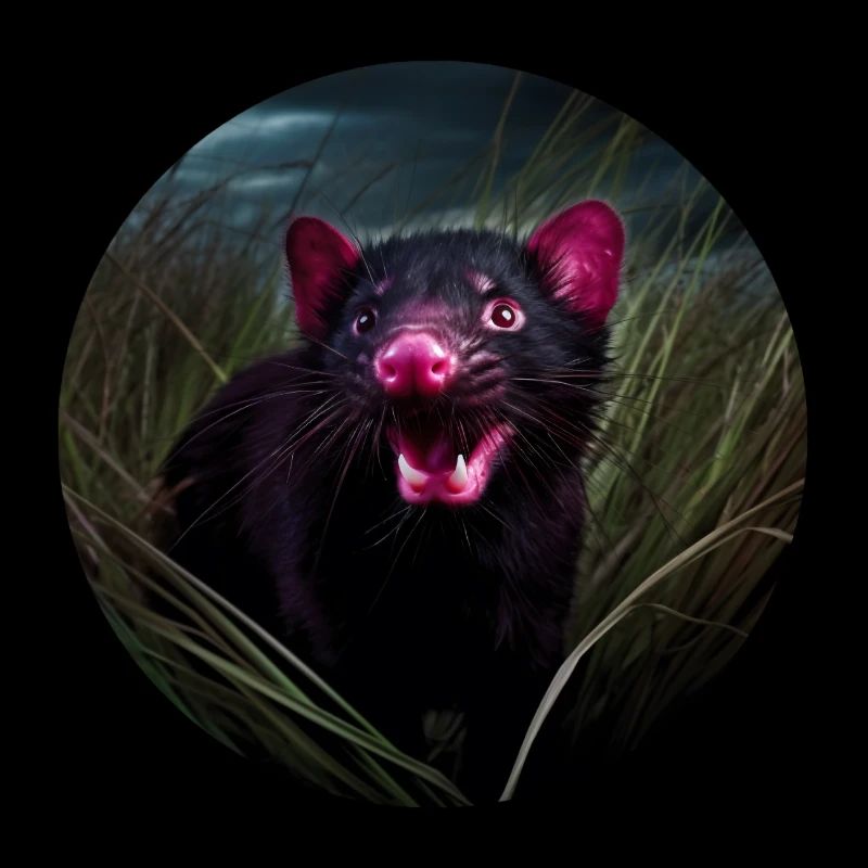 Le diable de Tasmanie dans l’herbe