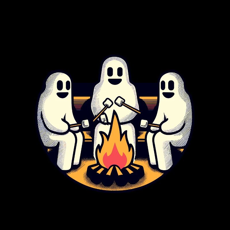 Ghosts At Campfire Camping Site Halloween Party