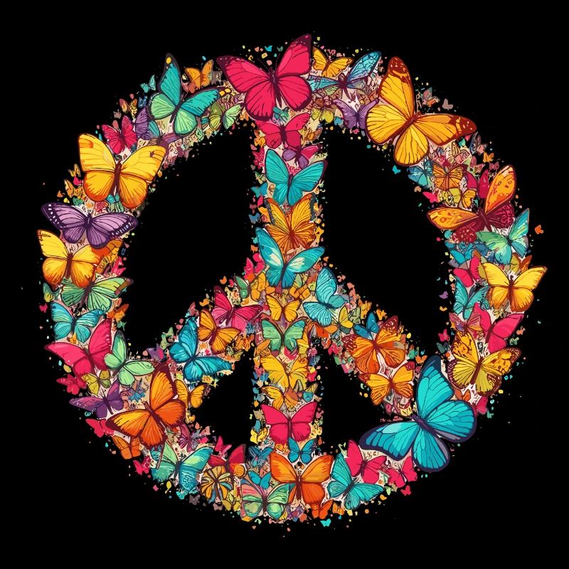 Joyeux Jour de la Terre Papillon Signe de Paix Coloré