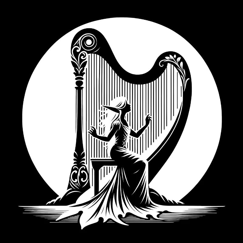 Harpe elfique jouant au clair de lune