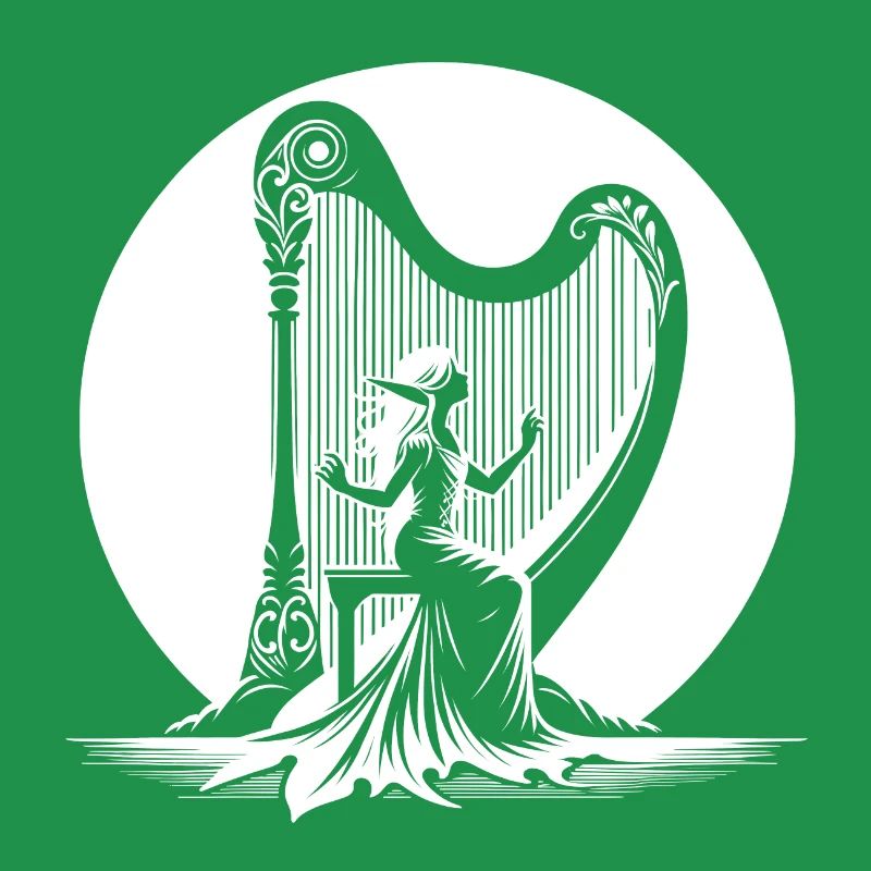 Elf harp playing in the moonlight
