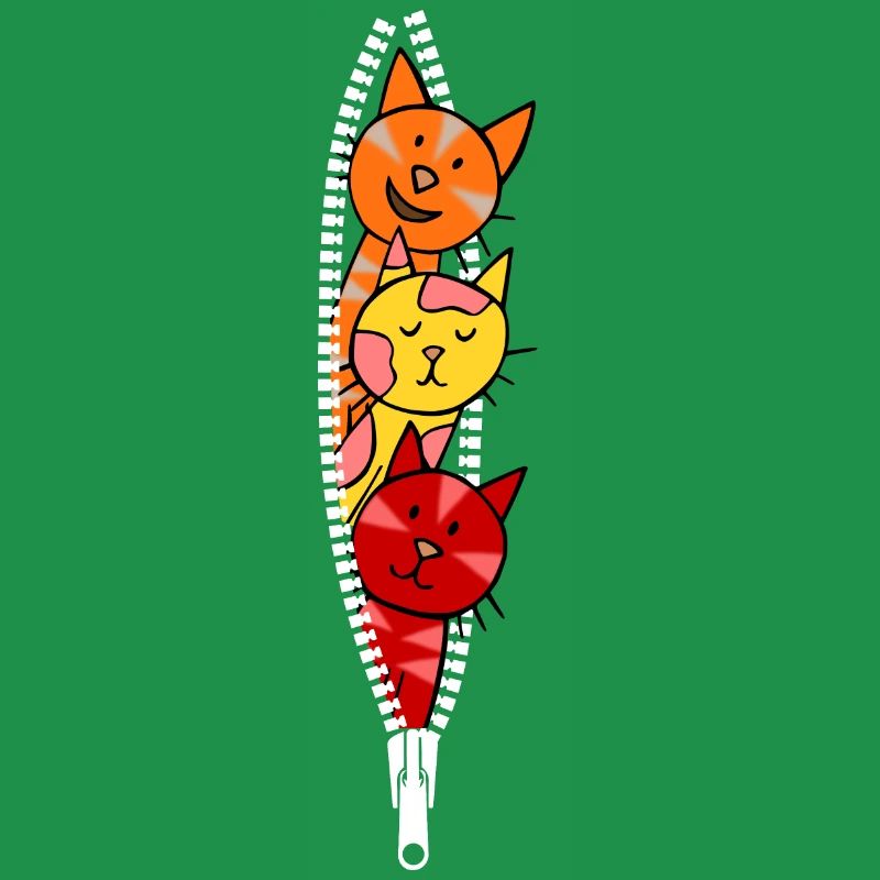 Cats look through a zipper